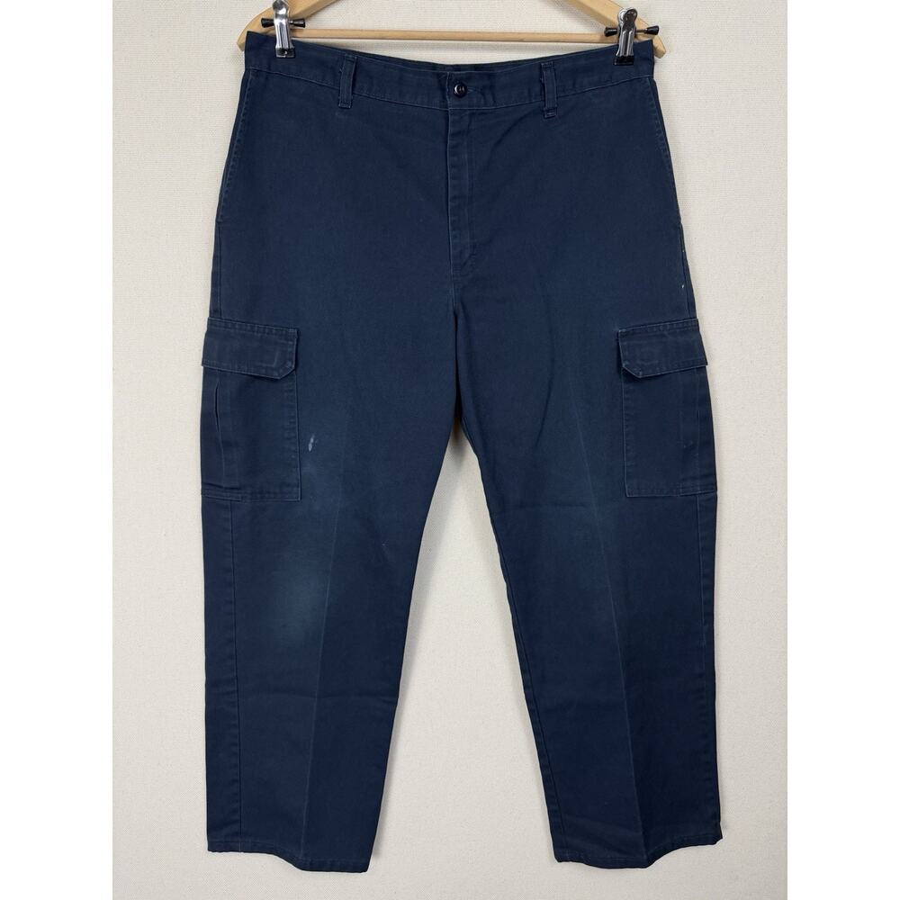 Dickies Pants Mens 36x30 (29) Blue Straight Leg Work Wear Chino Cargo Trousers